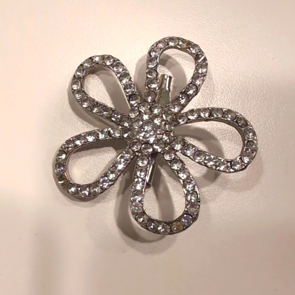Rhinestone Flower 3 ½” Flower Brooch